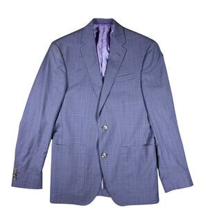 Ted Baker Endurance 100% Wool Blazer Jacket Mens 38R Blue Check Tom SPJ Canada